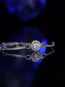 LOVETIA S925 1CT Sterling Silver Gelang Moissanite Gelang Bulat Sederhana Tas Wanita Gelang Gelang XRZ009