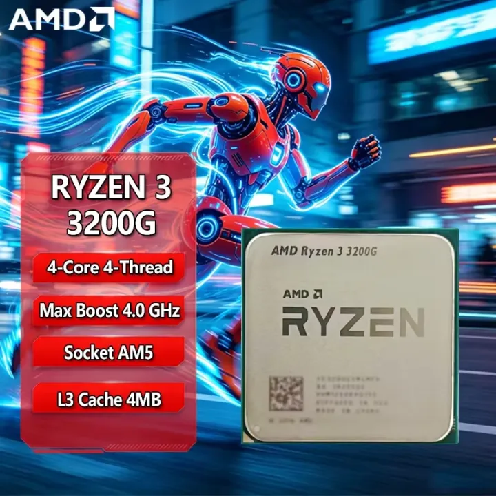 AMD | 100% Brand New and Original AMD Ryzen 3 R3 3200G Processor 3.6GHz Quad-Core 65W AM4 CPU the Best Entry-Level Gaming Processor