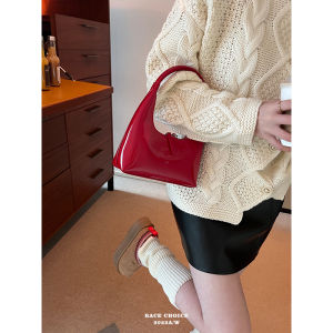 Racechoice Underarm Bag Fancy Special-Interest Design Bag Womens Mini Bag Red Cattlehide Shoulder Bag