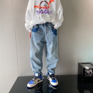 Loose Fit Boys Jeans Casual Dad Style Kids Clothing Spring Autumn New Arrival Trendy Long Pants for Middle Large Children