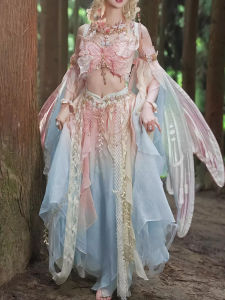 ชุดฮันฟูสีชมพูปักลายดอกไม้สไตล์ตะวันตก เสื้อผ้าญี่ปุ่น Hanfu สำหรับวันคริสต์มาส ชุดฮันฟูสไตล์จีนโบราณ ชุดฮันฟู