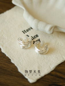 Elegant Minimalist Multi-layer Line Half-circle Clip-on Earrings Personality Cold-tone Fashion Jewelry Womens Accessory