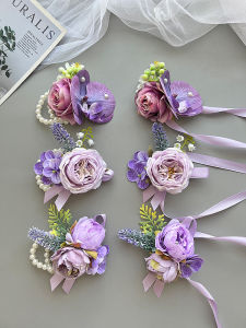 Vòng Tay Hoa Cưới Phong Cách Cổ Điển Màu Tím Hoa Bướm Cúc Bông Hồng Ngọc Trai Cho Cô Dâu Và Người Bạn Đồng Hành