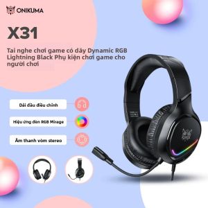 Tai Nghe Chơi Game Onikuma RGB Có Micrô Cho PS4 PS5 Xbox One PC - Tai Nghe Có Dây 35mm Có Điều Khiển Âm Lượng Và Khử Tiếng Ồn Chủ Động