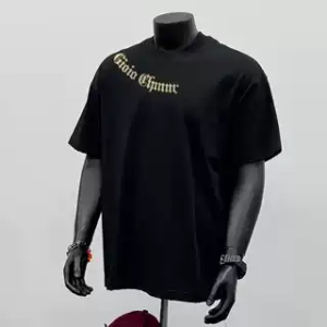 Cotton Letter Print T-Shirt Mens Summer New Loose Fit round Neck Short Sleeve Breathable Comfortable Casual Top