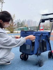 Pet Stroller Foldable Cat and Dog Large Capacity Carrier Trolley