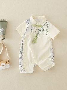 6-December Baby Summer Clothes Chinese Short Sleeve Han Dynasty Jumpsuit First Month Old 100 Days Old Baby Clothes Summer Outwear