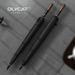 OLYCAT New 24K Windproof Umbrella Big Size Mens Umbrella Rain Wooden Handle Strong Umbrella Golf Outdoor Travel