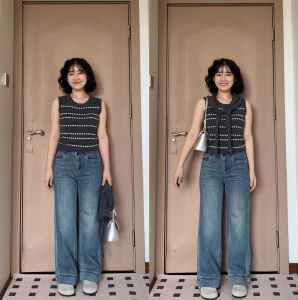 High Waist Wide Leg Skinny Denim Blue Jeans Womens Fashion Straight Cut Loose Slimming Jeans Autumn New Style Casual Cotton