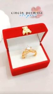 A208 - Cincin Xuping Dewasa Permata Kilau Perhiasan Wanita Lapis Emas 18k - Cute