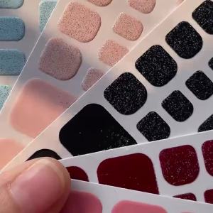 5Sheets/110Tips Summer Glitter Toe Nail Stickers Full Cover Nail Wraps Solid Color Adhesive Toenails Decals for Women DIY Foot &