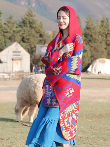 Fashion Vintage Bohemian Style Shawls Turban Headscarf Ethnic Embroidery Big Poncho Hood