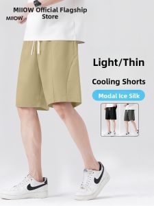 MiiOW | Mens Ice Silk Five-Quarter Shorts Lightweight Breathable Quick-Drying Summer Sports Casual Pants MiiOW Cat Person Modal Fiber