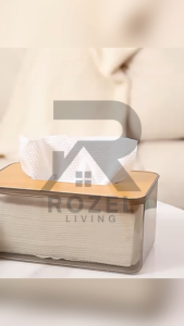 ROZEL Tempat Penyimpanan Tissue Transparan Kotak Tisu Estetik Minimalis Tutup Kayu Premium Quality