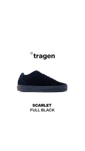 Sepatu Sneakers Pria Casual TRAGEN Footwear Scarlet - FULL BLACK - Kulit Sintetis Tahan Lama dengan Desain Simpel & Kasual (Original)