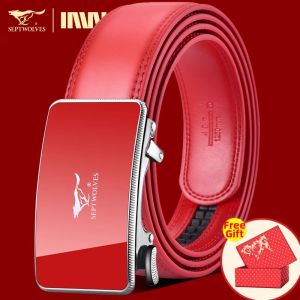 SEPTWOLVES | Automatic Buckle Fashion High Quality Leather Belt for Men Chinese Zodiac Year
