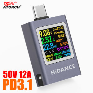 13 in 1 DC 4.5-50V 0-12A Multi-Function Digital Display DC แรงดันไฟฟ้าแอมป์มิเตอร์ Power Meter Type-C ชาร์จโทรศัพท์มือถือ PD3.1 เครื่องทดสอบ