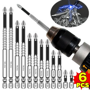 6PCS High Magnetic Screwdriver Drill Bit Set K5 PH2 Alloy Steel Non-slip Cross Head Electric Screwdriver Tips Impact Resistant Bits