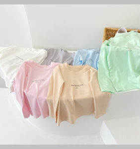 เสื้อยืดมาส์กหน้าสำหรับเด็กทารกฤดูใบไม้ผลิและฤดูร้อนผ้ายืดสำหรับเด็กเสื้อตัวในเสื้อแขนยาวสำหรับเด็กชายและเด็กหญิงผ้าโมดัลแบบบาง