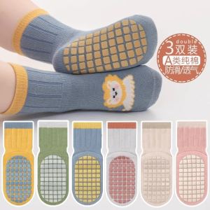 Cotton Floor Socks for Babies And Children Spring Autumn Style Anti-Slip Cool Walking Mid-Calf Pure Cotton Childrens Socks