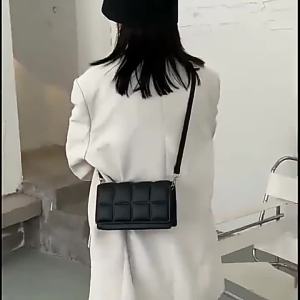 Túi Xách Nữ Thời Trang Màu Trơn Chất Liệu Da PU Kiểu Đeo Chéo Thiết Kế Kẻ Caro Túi Đeo Vai Du Lịch Dành Cho Nữ