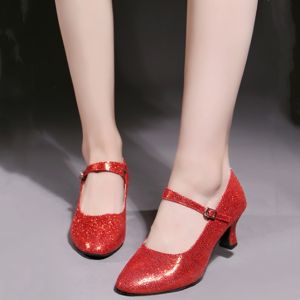 รองเท้าเต้นรำสไตล์ละตินสำหรับผู้หญิงรองเท้าสาวเต้นรำรองเท้าเต้นผู้หญิงมีกลิตเตอร์บอลรูมแทงโก้ซัลซ่าแบบใหม่