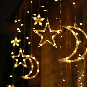 Lampu LED Tirai Bulan & Bintang: Dekorasi Kamar & Acara Spesial