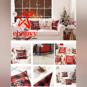 【45*45cm】New Christmas Pillowcase Cute Home Cushion Cover Soft Square Throw Pillow Case Fluffy Sofa Bed