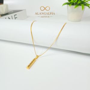 kalung titanium liontin bambu gulir cantik anti karat