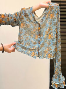 chaqi | Retro Sheer Design Bell Sleeves Jacket Short Coat