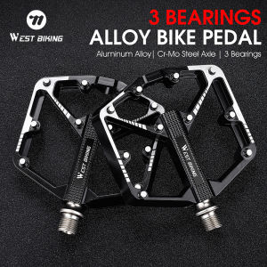 WEST BIKING Bicycle Pedals Sealed DU Bearing Nonslip Pedal Mountain Road Bike Cycling Alloy Platform MTB Pedal Cycling Parts