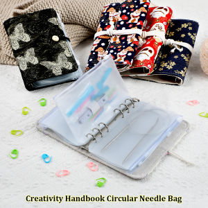 Empty Circular Knitting Needle Storage Bag DIY Sewing Tools Accessories Organizer Bag with 12pcs Removable PVC Zipper Bags