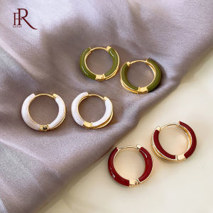 Frascati French Romantic Retro Colorful Flowing Enamel Round Hoop Earrings For Womens Fashion Simple Jewelry Party Exquisite Accessories