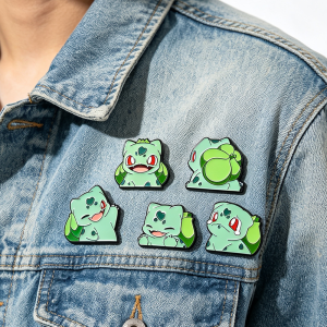 Bandai | Bulbasaur Inspired Enamel Lapel Pins Cute Green Spotted Bulb Back Cartoon Monster Metal Brooches Hard Alloy Decor Badges