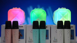 【✅SG Brand🔥】RICHMENT 🎤 Portable Karaoke Speaker with Dual Wireless Mics & RGB Lights | 360° Stereo Sound + Phone Holder + Bluetooth 5.0 | Lightweight Cube Design for Travel Camping & Parties | 🎁 Perfect Gift for Music Lovers