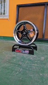 ล้อแม็กขอบ15 15x7.0 4h100 ET+35 ยี่ห้อ cosmis รุ่น Type G [4วง] สีดำขอบเงา ตัวหนังสือสีแพลท ล้อเบาเพียง5kg ของแท้รับประกันคุณภาพ แถมจุกสีฟรี