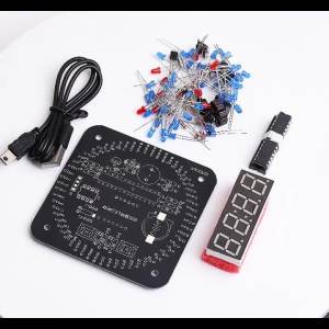 Digital DIY Electronic Clock Kit Light Control Rotation Digital LED Temperature Time Display Tool Set for Soldering Practice