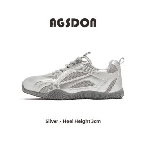 Agsdon | Silver Retro Ballet-inspired Chunky-soled Training Shoes