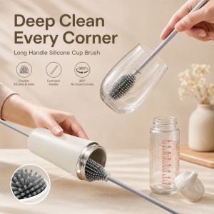 Baby Bottles Brush 360 Degree Rotation Long Handle Silicone Brushes Feeding Bottle Cup Cleaning Tools Pacifiers and Accessories