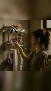 ชั้นวางของ สแตนเลส304 แบบเจาะรู รุ่น 9162 ไม่ขึ้นสนิม ติดผนัง ในห้องน้ำ ห้องครัว #ร้านมาร์ยอง