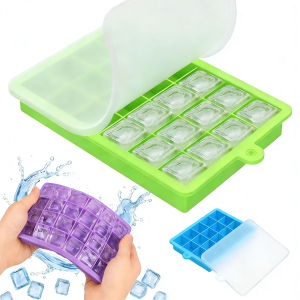 Silicone Ice Cube Tray Easy Release Ice Mold Freezer Stackable Ice Maker for Whiskey Baby Auxiliary Food Puree Cheese Jelly Mold