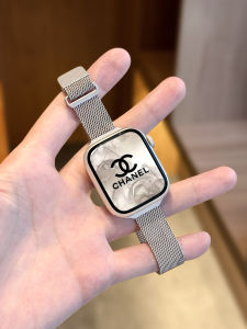 Metallic Magnetic Quick Release Milanese Minimalist Thin Apple Watch Band Fits S8 S7 S6 S5 SE iWatch9 Slim Waistclips