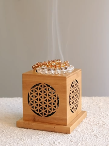 California White Sage Sacred Wood Incense Box Hollowed-out Incense Holder Energy Purification Set | Sacred Wood + Abalone Shell + Energy Burner Crystal Purification Incense Holder