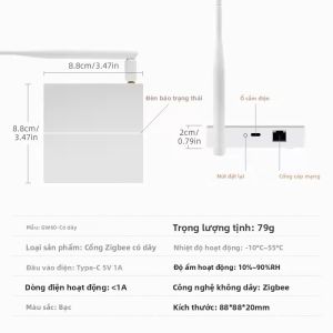 Tuya Zigbee3.0 Smart Gateway Hub Cầu Nối Nhà Thông Minh Có Dây Với Ăng-ten Tín Hiệu Tương Thích Với Alexa Google Home Yandex Alice - Điều Khiển Bằng Ứng Dụng Smart Life