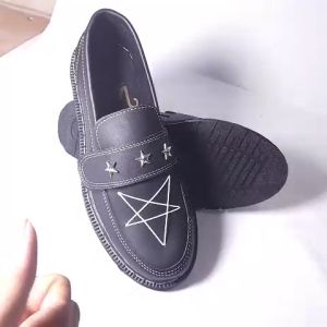 sepatu loafers docmart emblem bintang hitam pria sepatu slip on lover hitam
