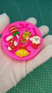 Christmas Series Bells Christmas Tree Snowman Snow House Fondant Cake Silicone Mold DIY Resin Jewelry Accessories Drip Mould