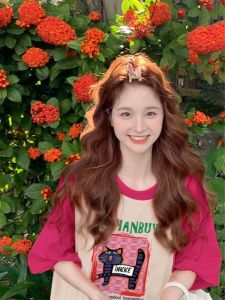 เสื้อยืดแขนสั้นทรงหลวมสำหรับผู้หญิงไซส์ใหญ่ ทรงหลวม สไตล์อเมริกัน เทรนด์ใหม่ ทรงหลวม แขนสั้น สไตล์การ์ตูนแมว