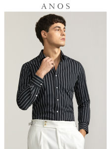 ANOS | Spring Summer Business Slim Fit Shirt With Windsor Collar Elastic Striped