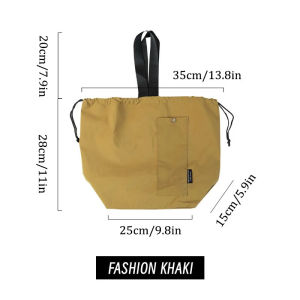 Japanese Korean Lunch Bag Cotton Canvas Large Solid Color Drawstring Portable Thermal Insulated Picnic Storage Bento Box Bag