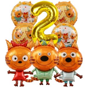 Hasbro | 8Pcs Kid E Cat Foil Balloons Set Cookie Pudding Candy Theme for Childrens Birthday Baby Shower Party Decoration Gifts